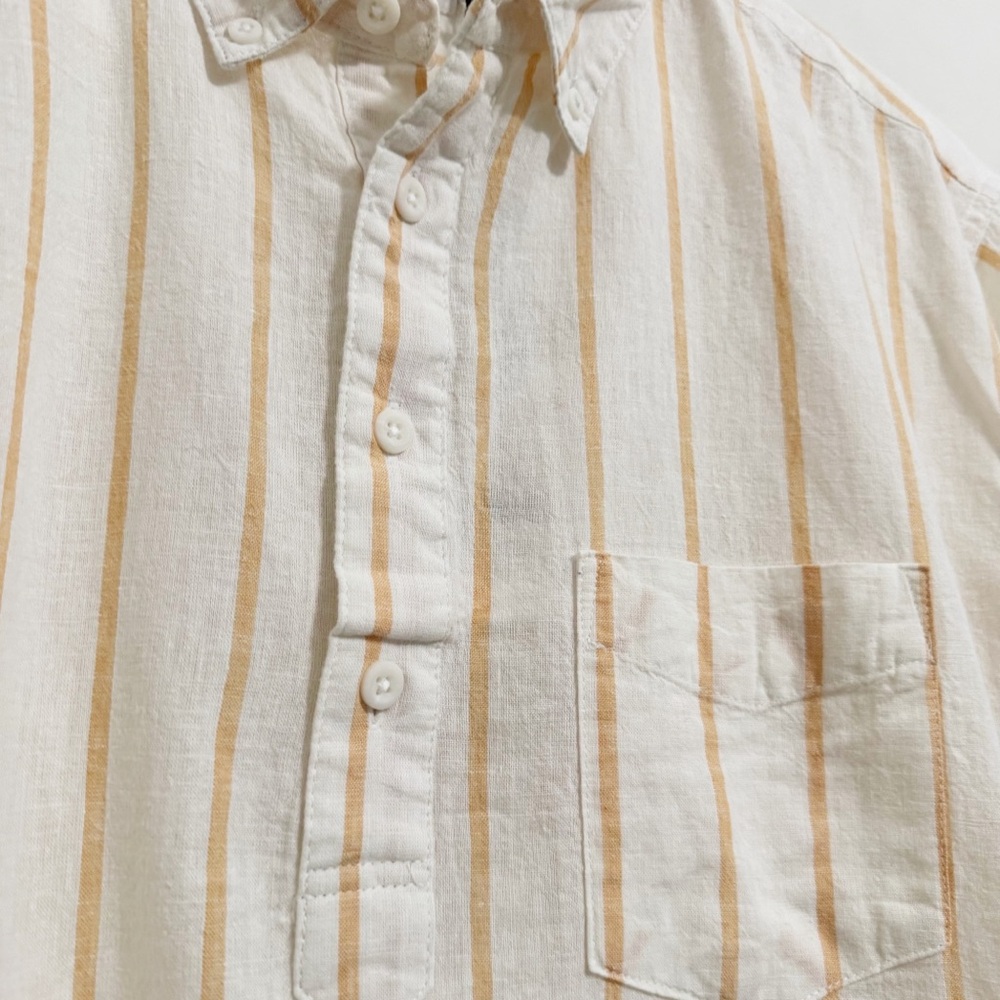 Onia Linen Blend Single Stripe Josh Pull Over Shirt NWT Large - Picture 5 of 15